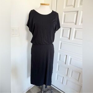 Athleta Horizons Black Midi Pullover Dress Prima Cotton Size Large